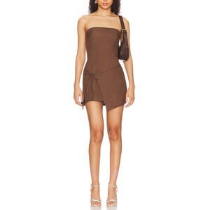 Lovers And Friends 'Jesenia' Brown Linen Mini Dress Size XL - NWT